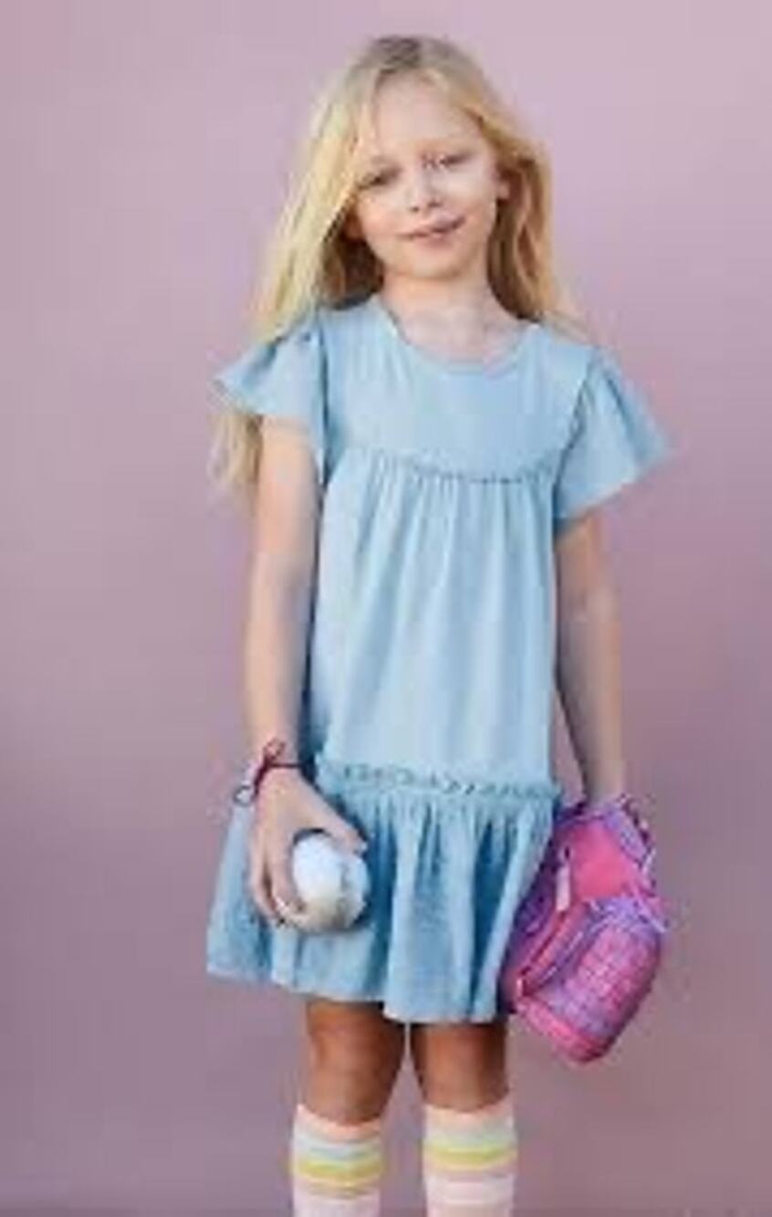 Matilda Jane Oh Joy Dress Girls Size 6 NWT Dream Chasers Blue Eyelet Ruffle